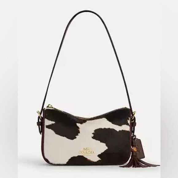 Authentic Coach Kailey Shoulder Bag With Cow Print And Tassel Purse - Picture 11 of 15